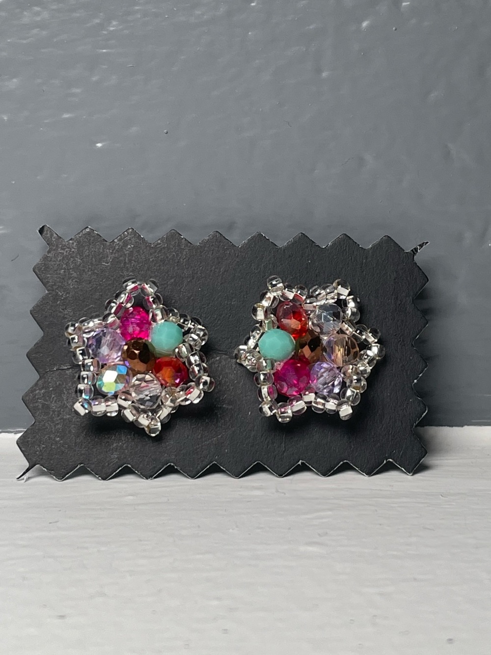 Huichol Beaded Star Stud Earrings